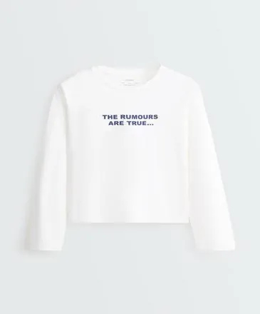 100% cotton long-sleeved T-shirt with text- Заказать в России