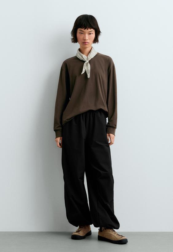 OYSHO T-SHIRT MANGA COMPRIDA OVERSIZE MISTURA DE ALGODãO купить с доставкой.