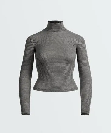 Футболка base layer с высоким воротником в полоску rib- Заказать в России