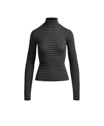 OYSHO Футболка BASE LAYER с высоким воротником в полоску RIB купить с доставкой.