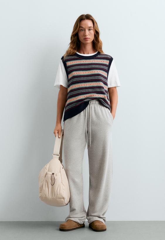 OYSHO Вязаный жилет — JACQUARD, хлопок и 10% шерсть