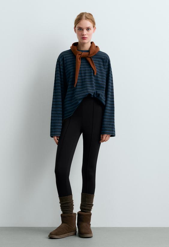 OYSHO T-SHIRT RELAXED DE MANGA COMPRIDA 100% ALGODãO àS RISCAS купить с доставкой.