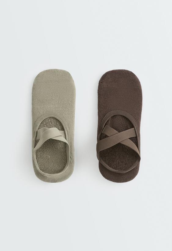 OYSHO 2 пары носков: йога, пилатес, смесь хлопка, ленты купить с доставкой.