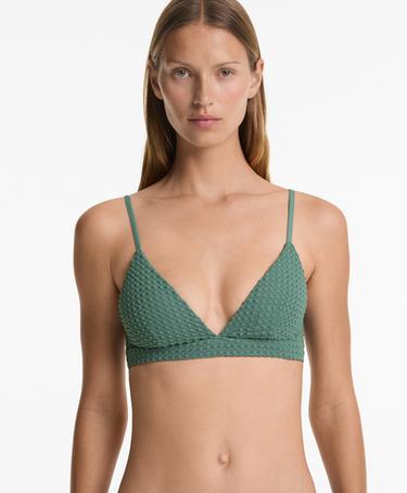 OYSHO Топ бикини с треугольными чашками из кружева кроше с пузырьками