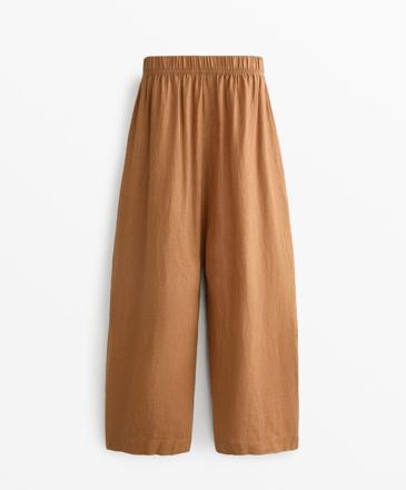 Короткие брюки-бананы из 100%-го льна