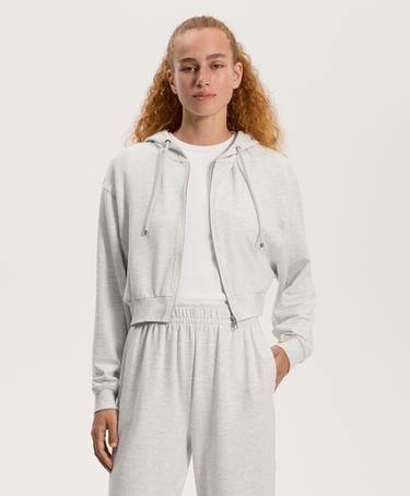 Короткая куртка с капюшоном из ткани с хлопком и модалом в рубчик- Заказать в России