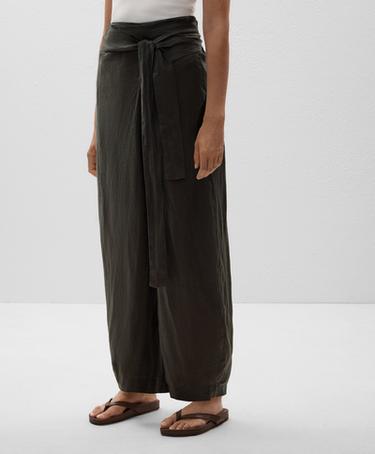 Брюки-бананы на запах из 100%-го льна- Заказать в России