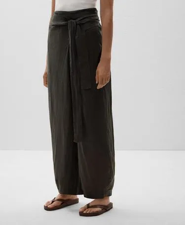 Брюки-бананы на запах из 100%-го льна- Заказать в России