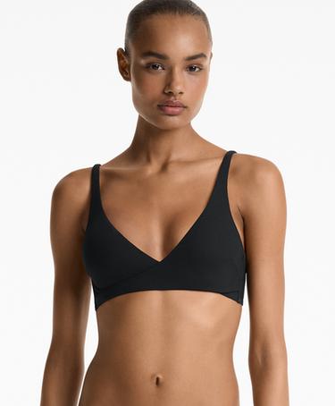 Топ бикини халтер из ткани пике на запахе- Заказать в России