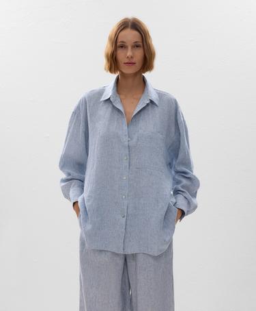 OYSHO Полосатая рубашка свободного кроя из 100%-го льна