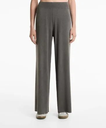 WASHED KNIT STRAIGHT-LEG TROUSERS