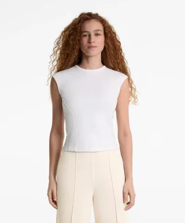 SHORT-SLEEVED RIB TOP WITH COTTON AND MODAL