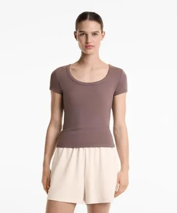 HEAVY RIB ROUND NECK T-SHIRT WITH MODAL