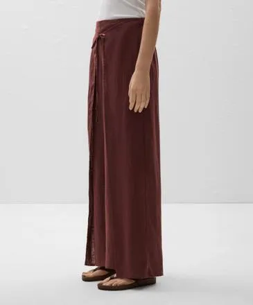 100% LINEN LAYERED STRAIGHT-LEG TROUSERS