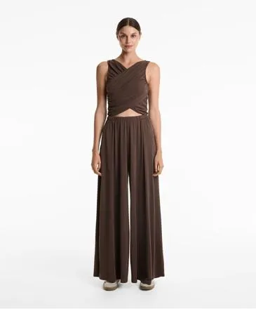 FLOATY CROSSOVER JUMPSUIT WITH MODAL
