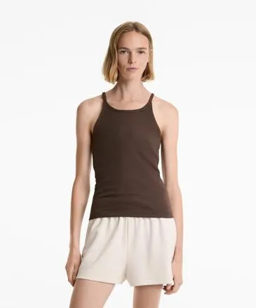 RIB THIN STRAP TOP WITH COTTON AND MODAL