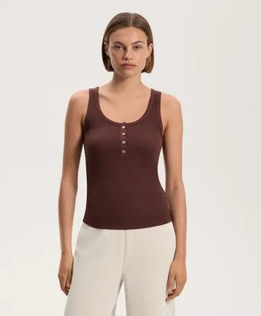 Майка без рукавов с хлопком и модалом на пуговицах- Заказать в России