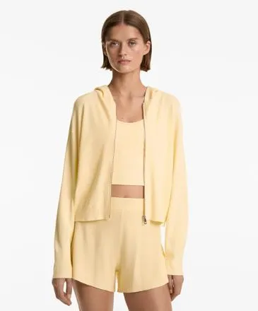 HOODED RIB-KNIT JACKET