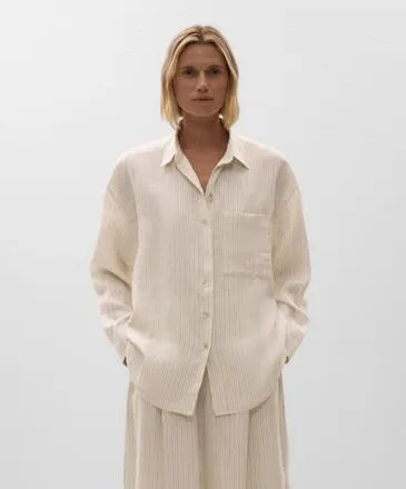 100% LINEN RELAXED STRIPED SHIRT