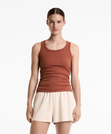 OYSHO Майка без рукавов из ребристой ткани с хлопком и модалом