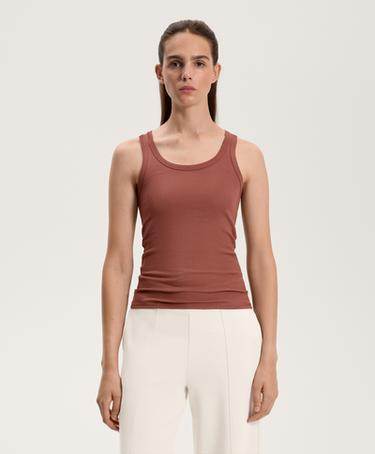 Майка без рукавов из ребристой ткани с хлопком и модалом- Заказать в России