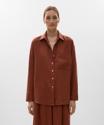 OYSHO Рубашка из 100% льна с длинным рукавом купить с доставкой.