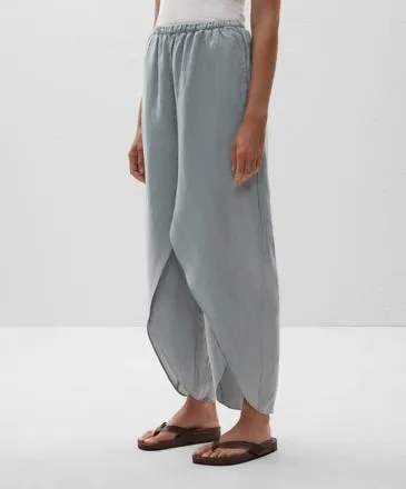 100% LINEN BARREL TROUSERS WITH ROUNDED SLITS