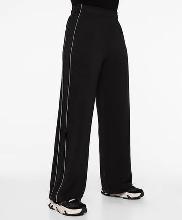 SIDE APPLIQUé WIDE STRAIGHT-LEG TROUSERS WITH MODAL