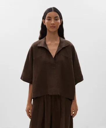 OVERSIZE SHORT-SLEEVED 100% LINEN SHIRT