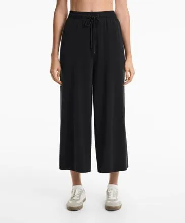 SOFT-TOUCH WIDE-LEG CROP TROUSERS WITH MODAL