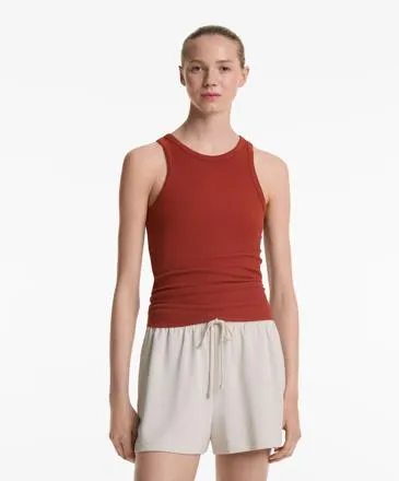 RIB HALTER TOP WITH COTTON AND MODAL