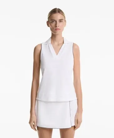 JACQUARD SLEEVELESS POLO SHIRT