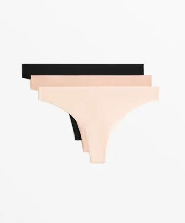 3 INVISIBLE COTTON BLEND THONGS