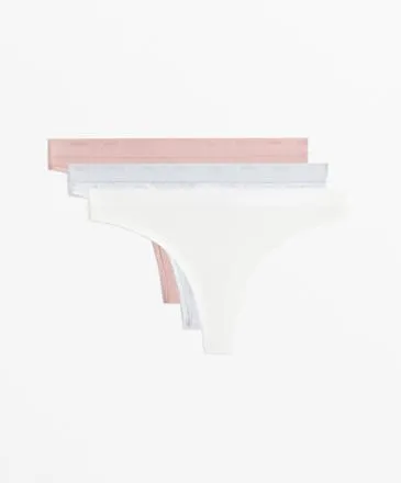 3 COTTON BLEND LOGO THONGS