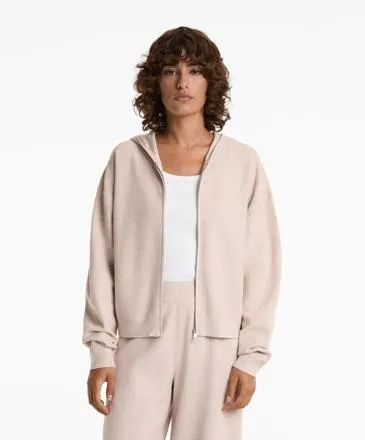 HOODED PIQUé KNIT JACKET