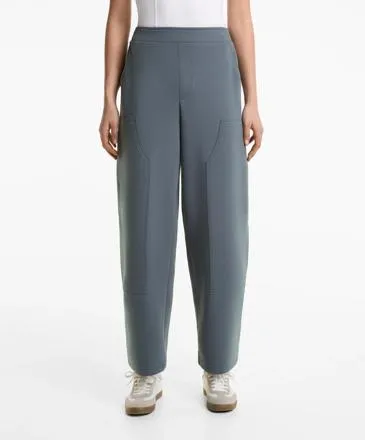 RELAXED COTTON BLEND TROUSERS WITH FRONT DETAILS