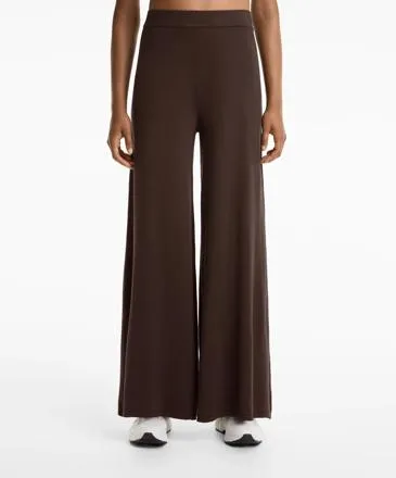 WIDE STRAIGHT-LEG KNIT TROUSERS