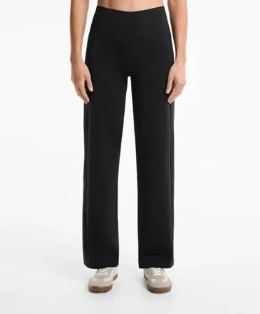 NEOPRENE-EFFECT STRAIGHT-LEG TROUSERS