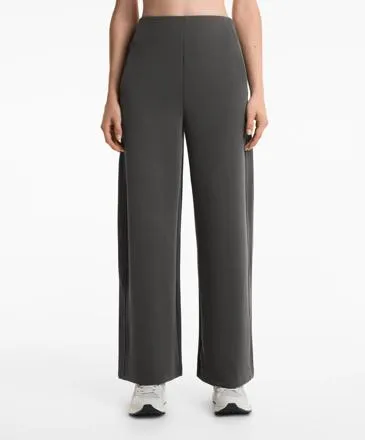 WIDE-LEG HIGH-RISE RIB TROUSERS WITH 29% MODAL