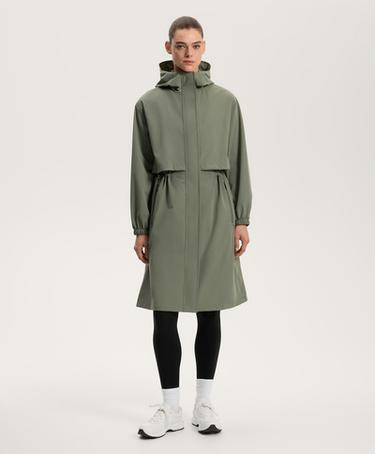 10K водонепроницаемый легкий длинный плащ WASHED KHAKI