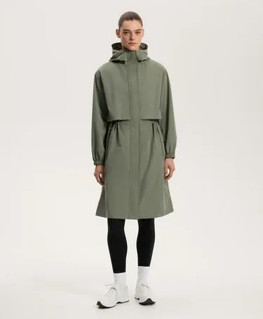 10K водонепроницаемый легкий длинный плащ WASHED KHAKI