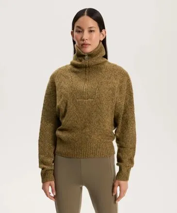 HALF-ZIP MIXED KNIT JUMPER