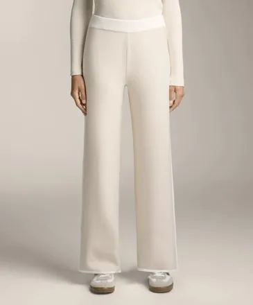 CONTRAST PIPING STRAIGHT LEG KNIT TROUSERS