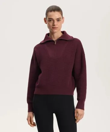 TEXTURED HALF-ZIP KNIT JUMPER