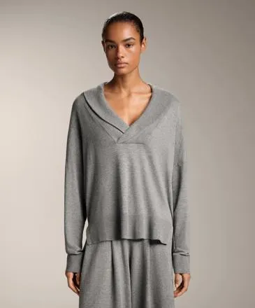 V-NECK JUMPER WITH LAPEL