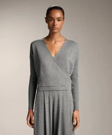 CROSSOVER KNIT JUMPER WITH RIB SLEEVES