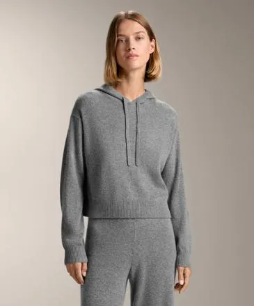100% CASHMERE KNIT HOODIE SWEATSHIRT