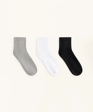3 PAIRS OF QUARTER-LENGTH SPORTS COTTON-BLEND SOCKS