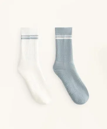 2 PAIRS OF CLASSIC YOGA AND PILATES COTTON BLEND SOCKS