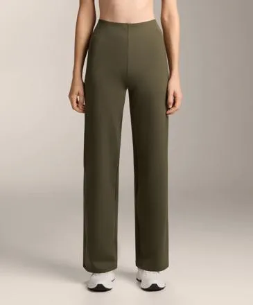 NEOPRENE-EFFECT STRAIGHT-LEG TROUSERS